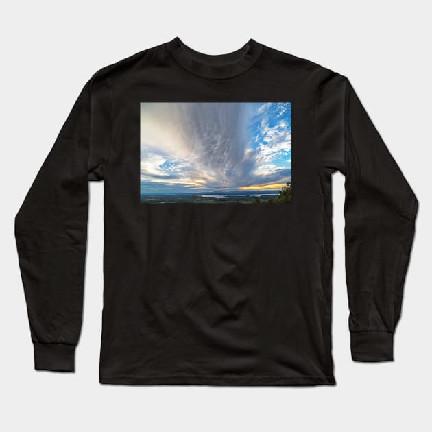 Overlooking the Adirondacks from Mount Philo Vermont Crazy Dramatic Clouds Long Sleeve T-Shirt by WayneOxfordPh